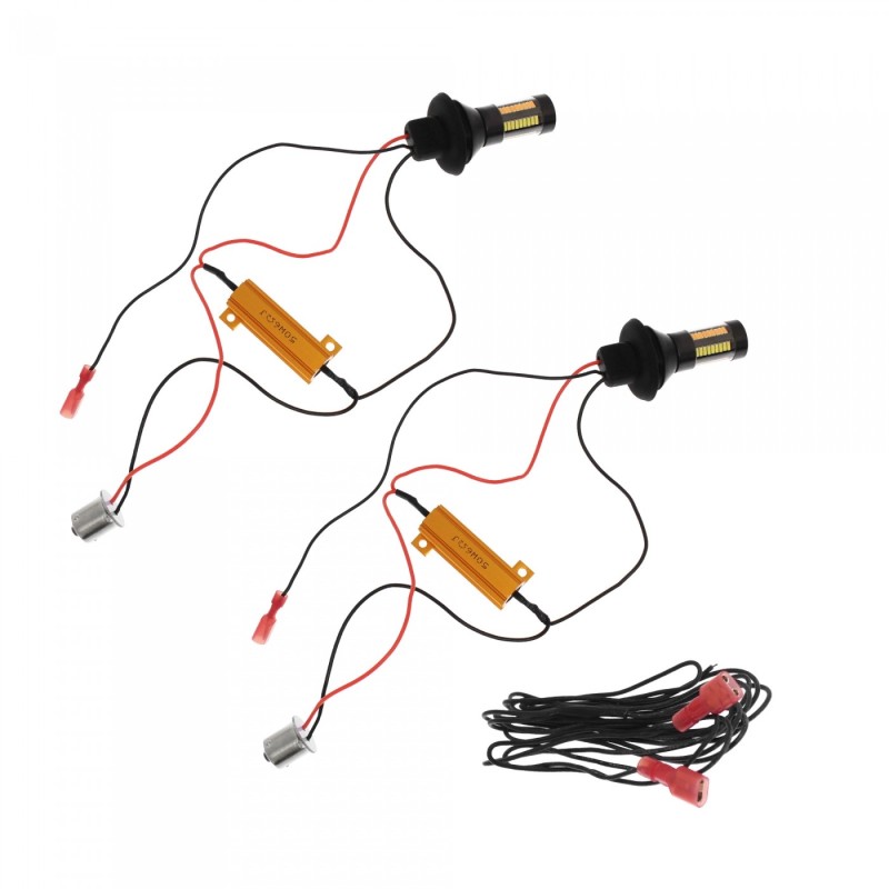 Σετ φώτα ημέρας/φλάς/φρένου BA15S/BAU15S 64 SMD με αντίσταση Canbus (canceler) 12V 1000LM 20W ψυχρό λευκό και πορτοκαλί OEM Σετ φώτα ημέρας/φλάς/φρένου BA15S/BAU15S 64 SMD με αντίσταση Canbus (canceler) 12V 1000LM 20W ψυχρό λευκό και πορτοκαλί OEM