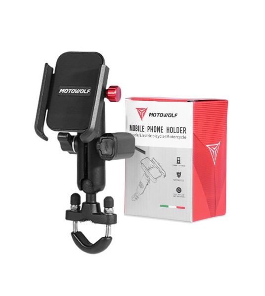 Βάση κινητού Motowolf MDL2821B Mobile Phone Holder Clamp Type With 12-24V Input USB Charger