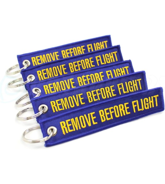 Υφασμάτινο μπρελόκ με Κέντημα REMOVE BEFORE FLIGHT μώβ
