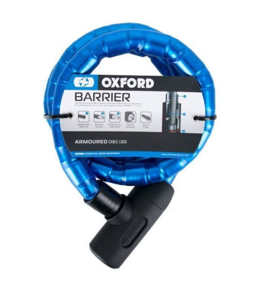 Oxford Barrier Armoured Αντικλεπτική Κουλούρα Μοτοσυκλέτας με Μήκος 140εκ. Μπλε Χρώμα